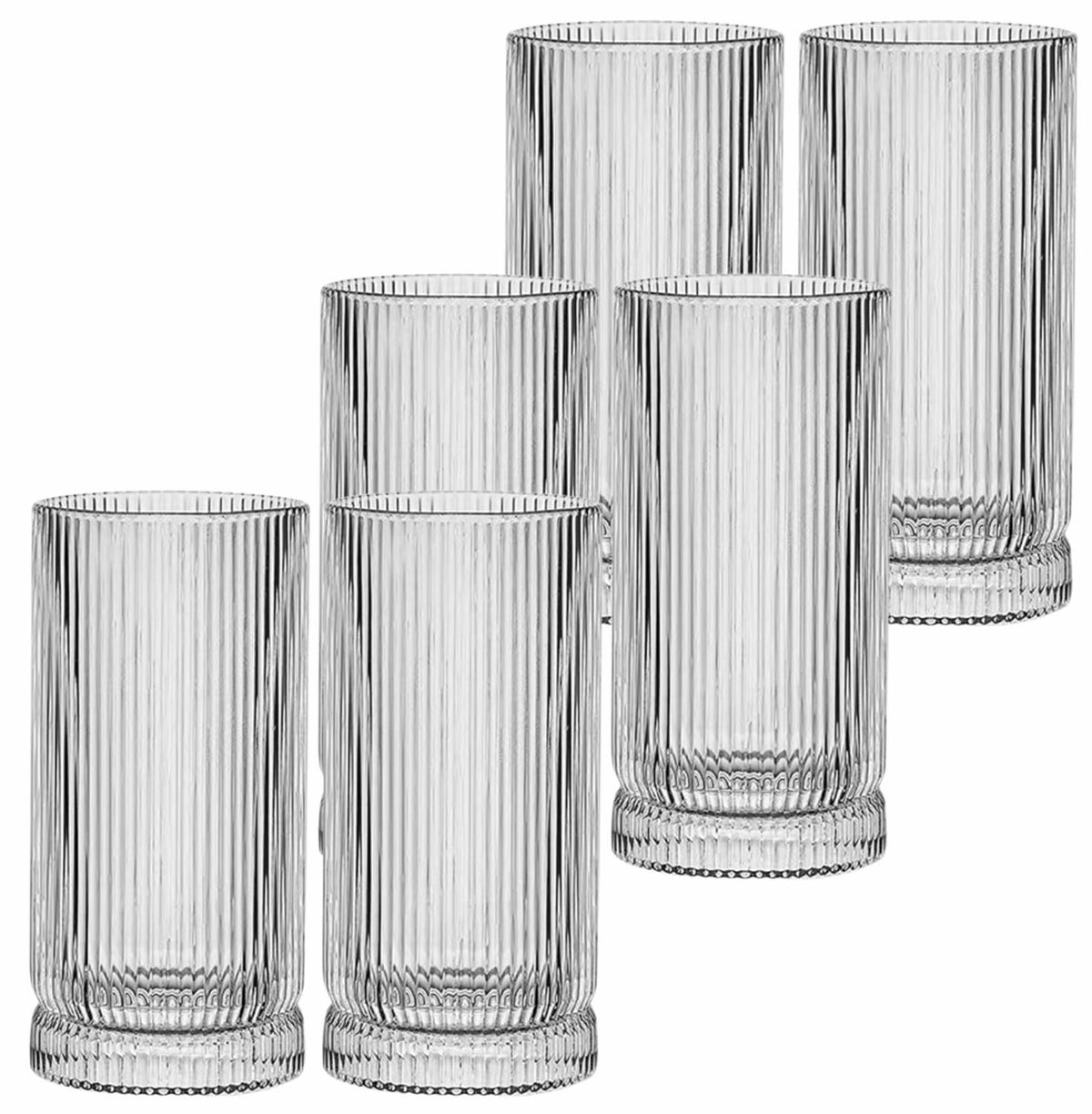 16 oz Ribbed Highball Glass Set - 4 Piece