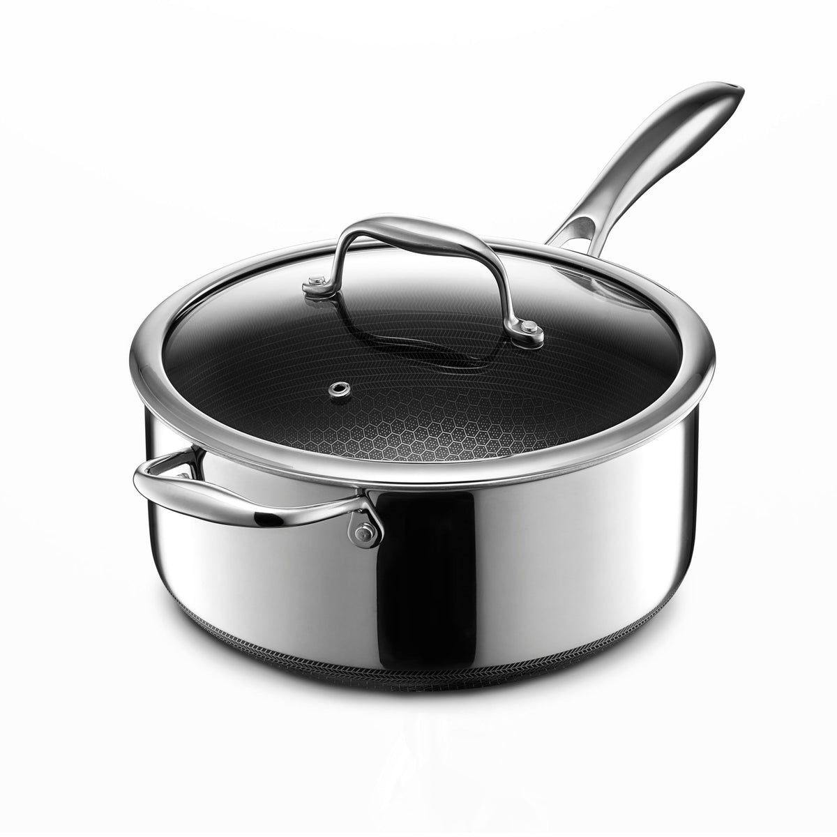 Hybrid Nonstick Stainless Steel Pot with Glass Lid