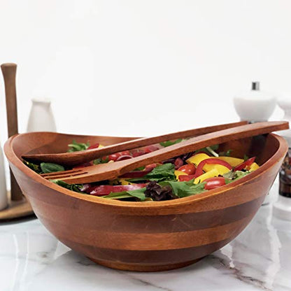 Woodard & Charles Wood Wave Salad Serving Bowl with Servers