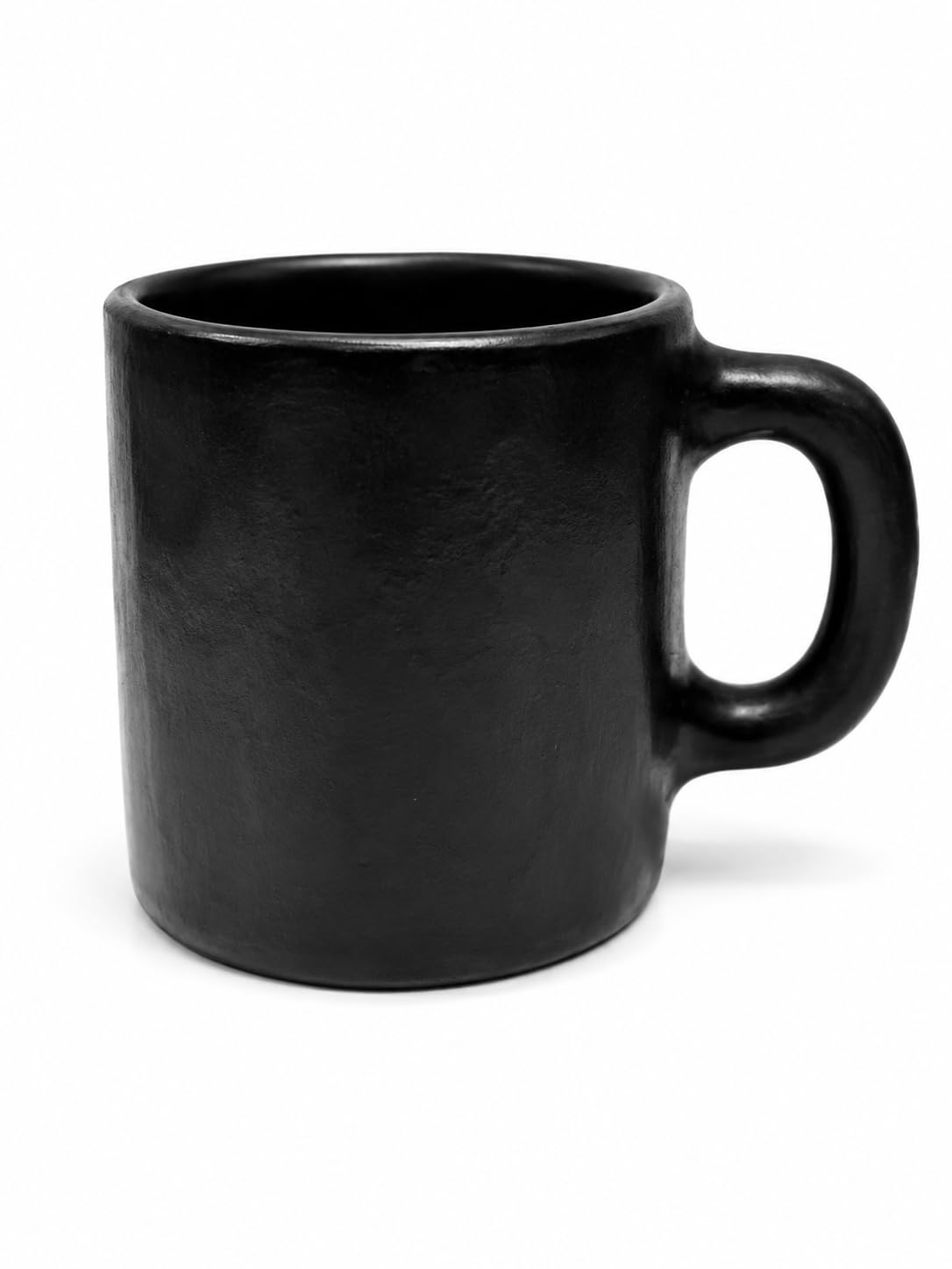 Black Clay Decorative Mug with Sculpted Face Design