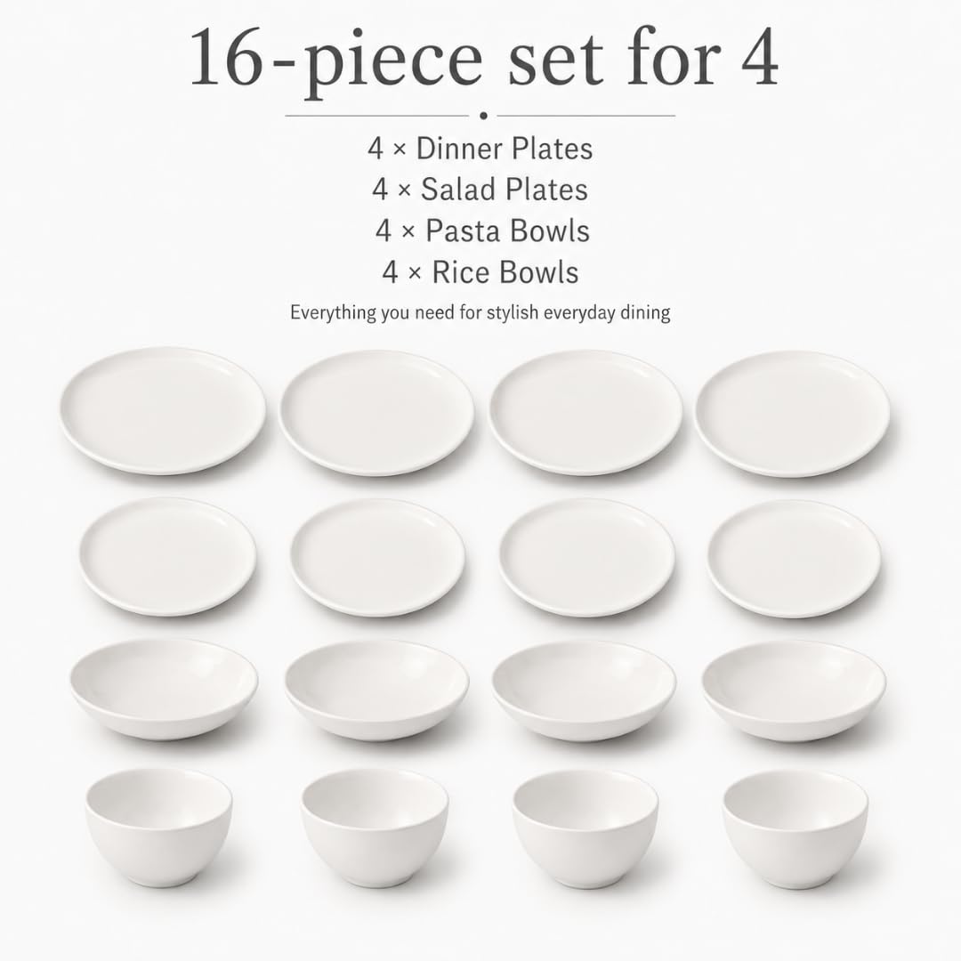 Creamy White Dinnerware Set - 16 Piece