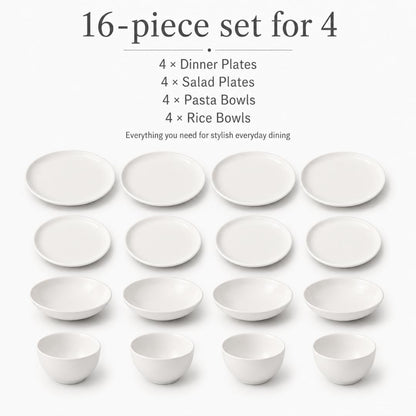 Creamy White Dinnerware Set - 16 Piece