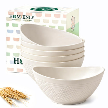 Large Wheat Straw Serving Bowls - Set of 6