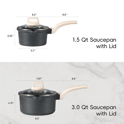 Nonstick Saucepan Set with Lids - 1.5 & 3 Quart