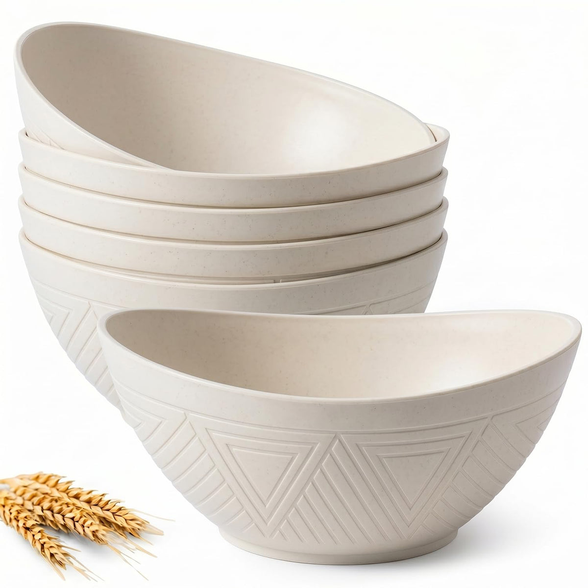 Large Wheat Straw Serving Bowls - Set of 6