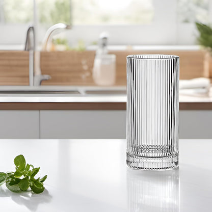 16 oz Ribbed Highball Glass Set - 4 Piece