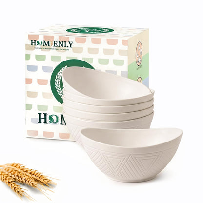 Large Wheat Straw Serving Bowls - Set of 6