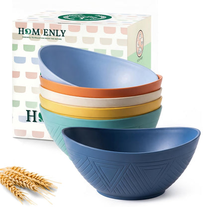 Large Wheat Straw Serving Bowls - Set of 6