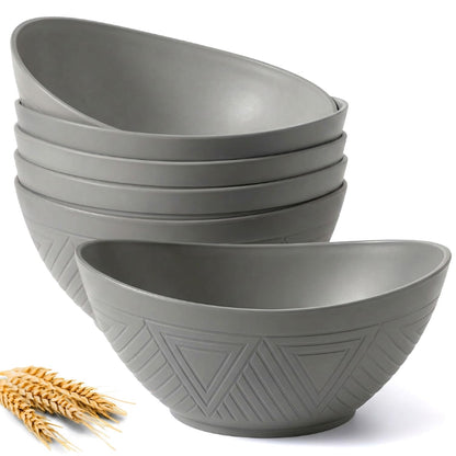 Large Wheat Straw Serving Bowls - Set of 6