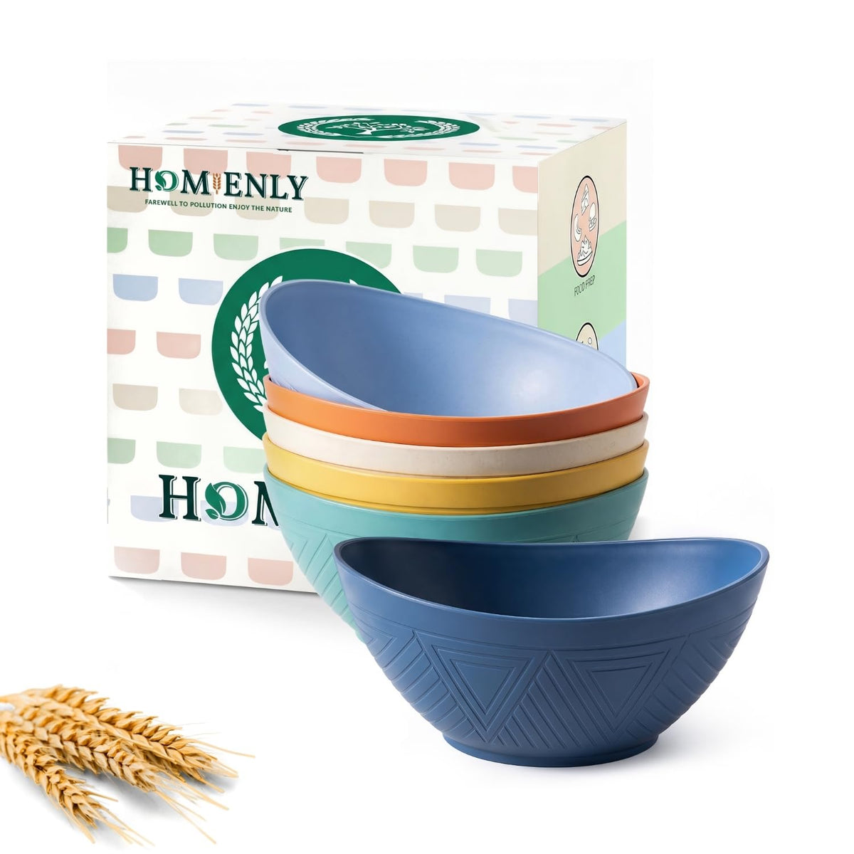 Large Wheat Straw Serving Bowls - Set of 6