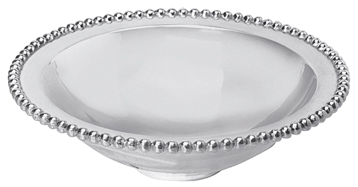 Large Pearled Silver Serving Bowl