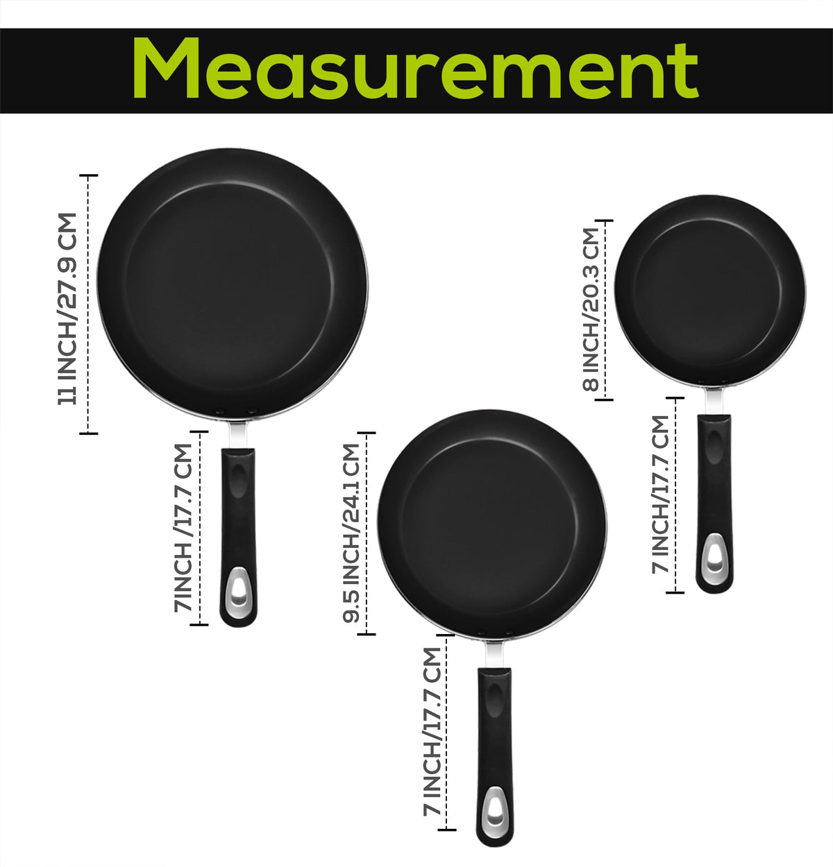 Utopia Kitchen Nonstick Frying Pan Set - 3 Piece Induction Bottom - 8 Inches, 9.5 Inches and 11 Inches