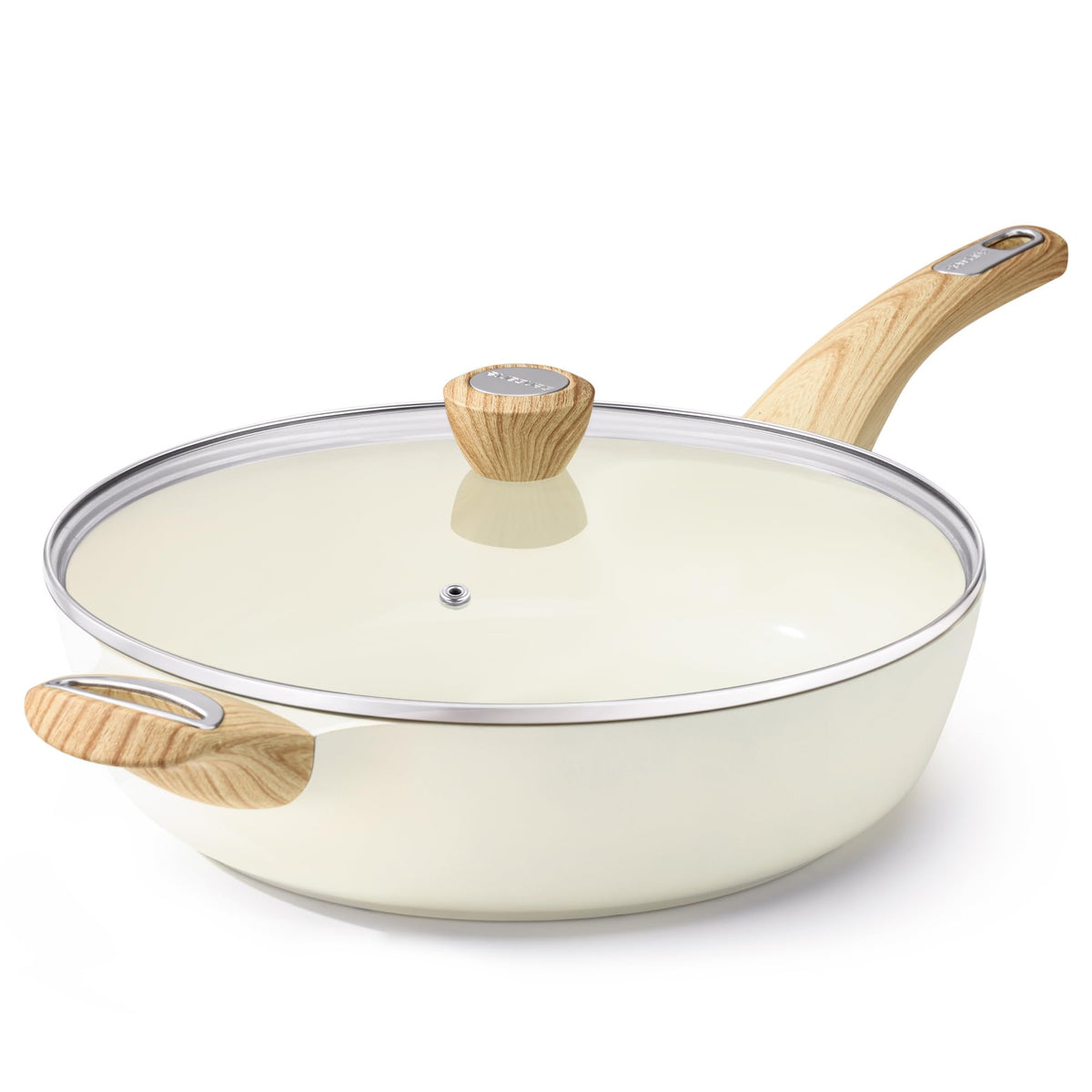 SENSARTE Ceramic Nonstick Frying Pan Skillet with Lid, Large Deep Frying Pan, Saute Pan, Induction Pan, Healthy Non Toxic Cooking Pan with Helper Handle, PFOA PFAS PTFE PFOS Free