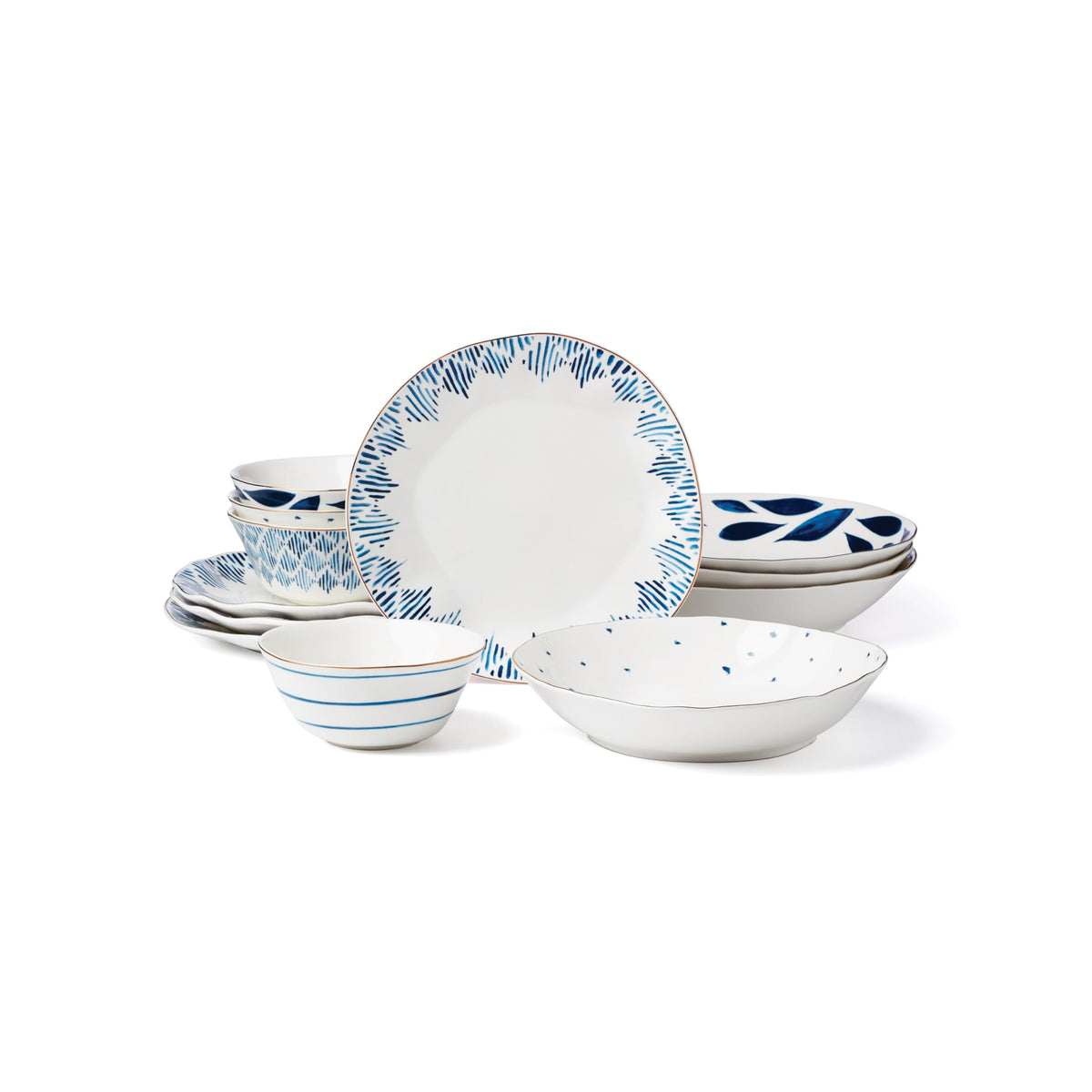 Porcelain Dinnerware Set with Blue Bay Design