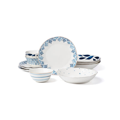 Porcelain Dinnerware Set with Blue Bay Design