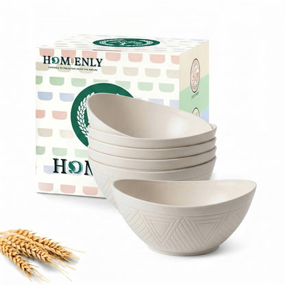Large Wheat Straw Serving Bowls - Set of 6