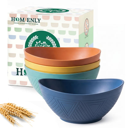 Large Wheat Straw Serving Bowls - Set of 6