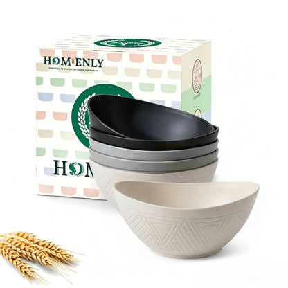 Large Wheat Straw Serving Bowls - Set of 6