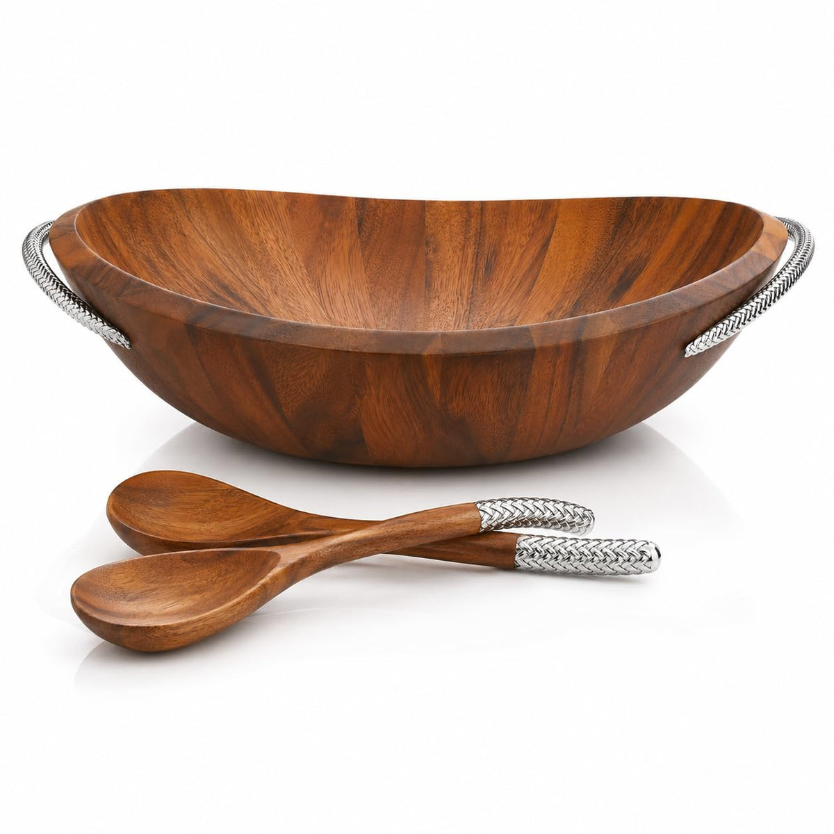 Acacia Wood Salad Bowl with Servers - 3 Piece