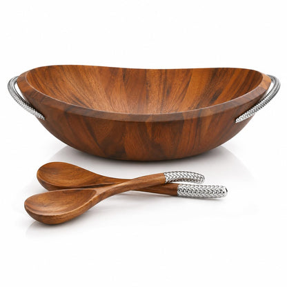 Acacia Wood Salad Bowl with Servers - 3 Piece