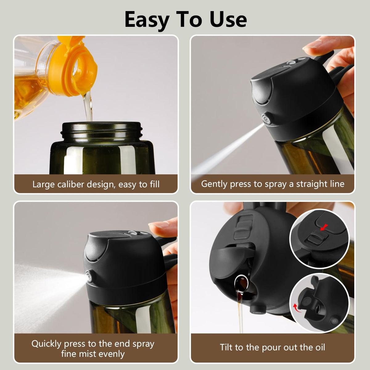2-in-1 Glass Olive Oil Sprayer & Dispenser