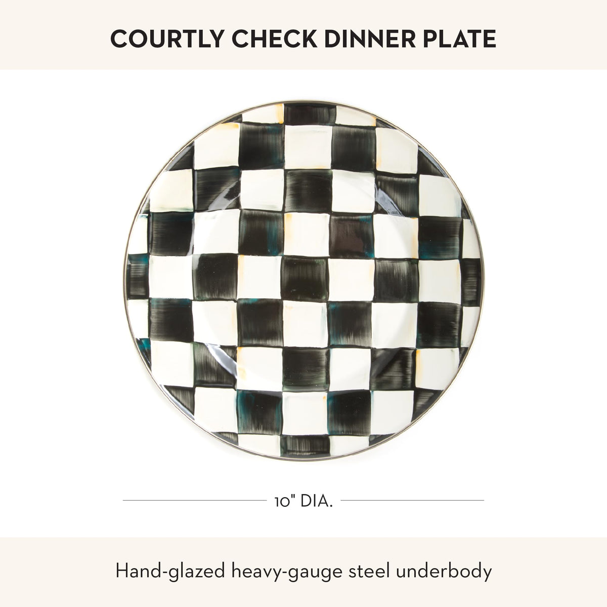 Decorative Enamel Dinner Plate - 10 Inch
