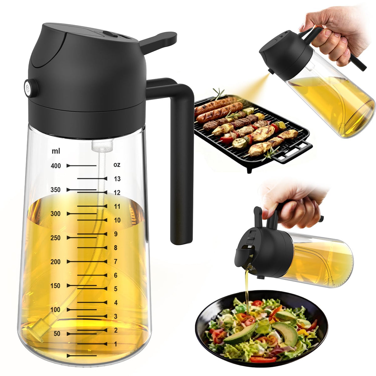 2-in-1 Glass Olive Oil Sprayer & Dispenser