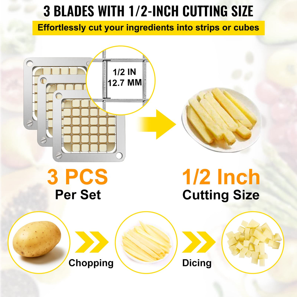 Heavy-Duty Vegetable Chopper with 4 Blade Sizes