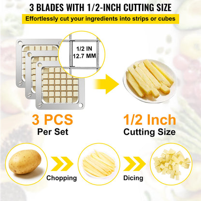Heavy-Duty Vegetable Chopper with 4 Blade Sizes