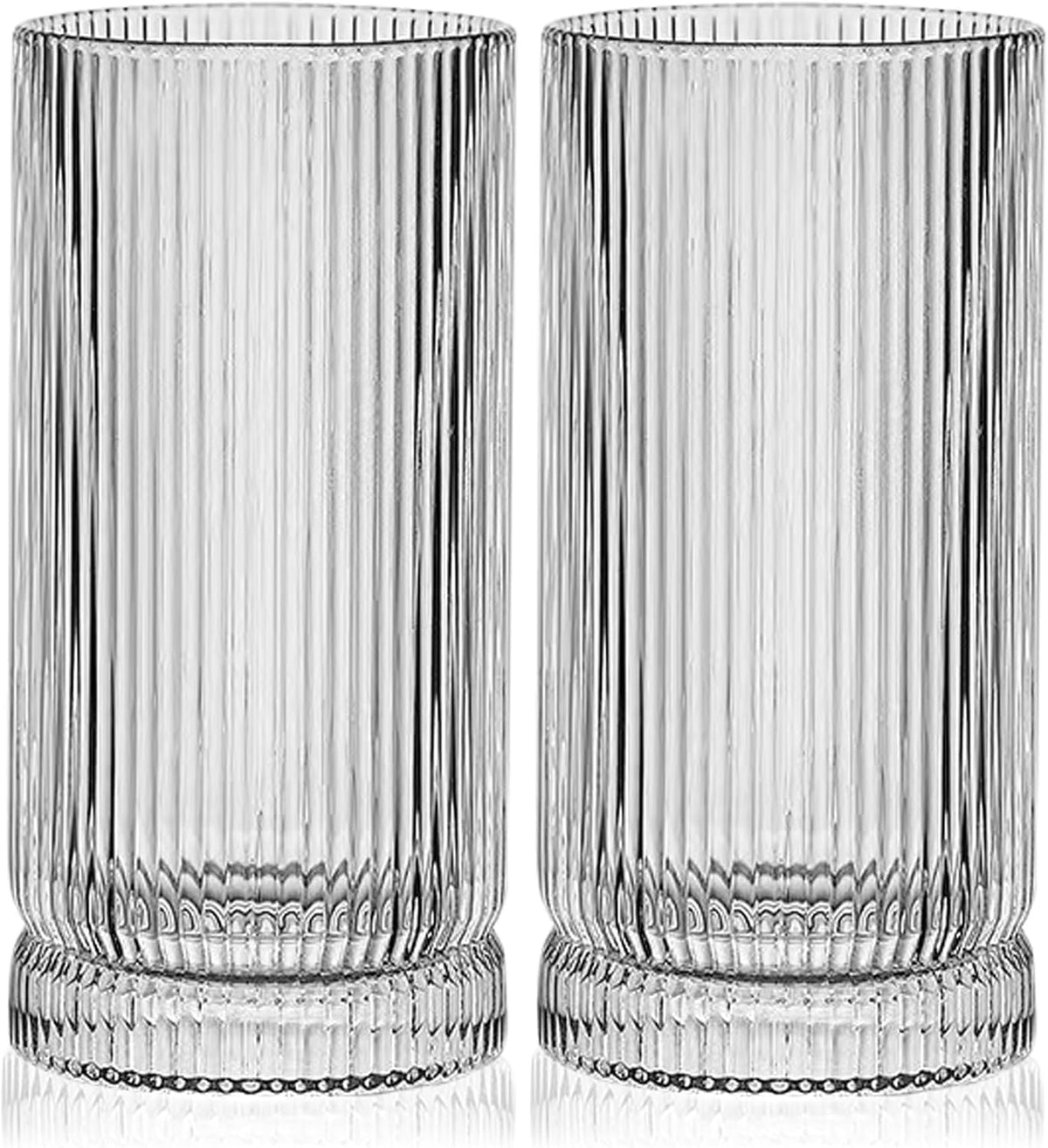 16 oz Ribbed Highball Glass Set - 4 Piece