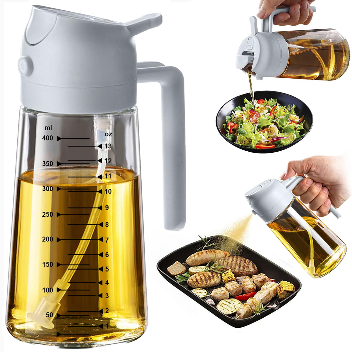 2-in-1 Glass Olive Oil Sprayer & Dispenser