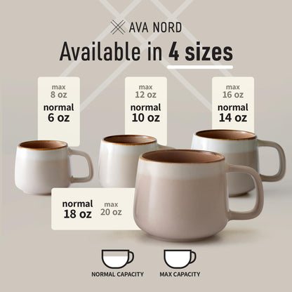 12 oz Ceramic Coffee Mug Set - 4 Piece