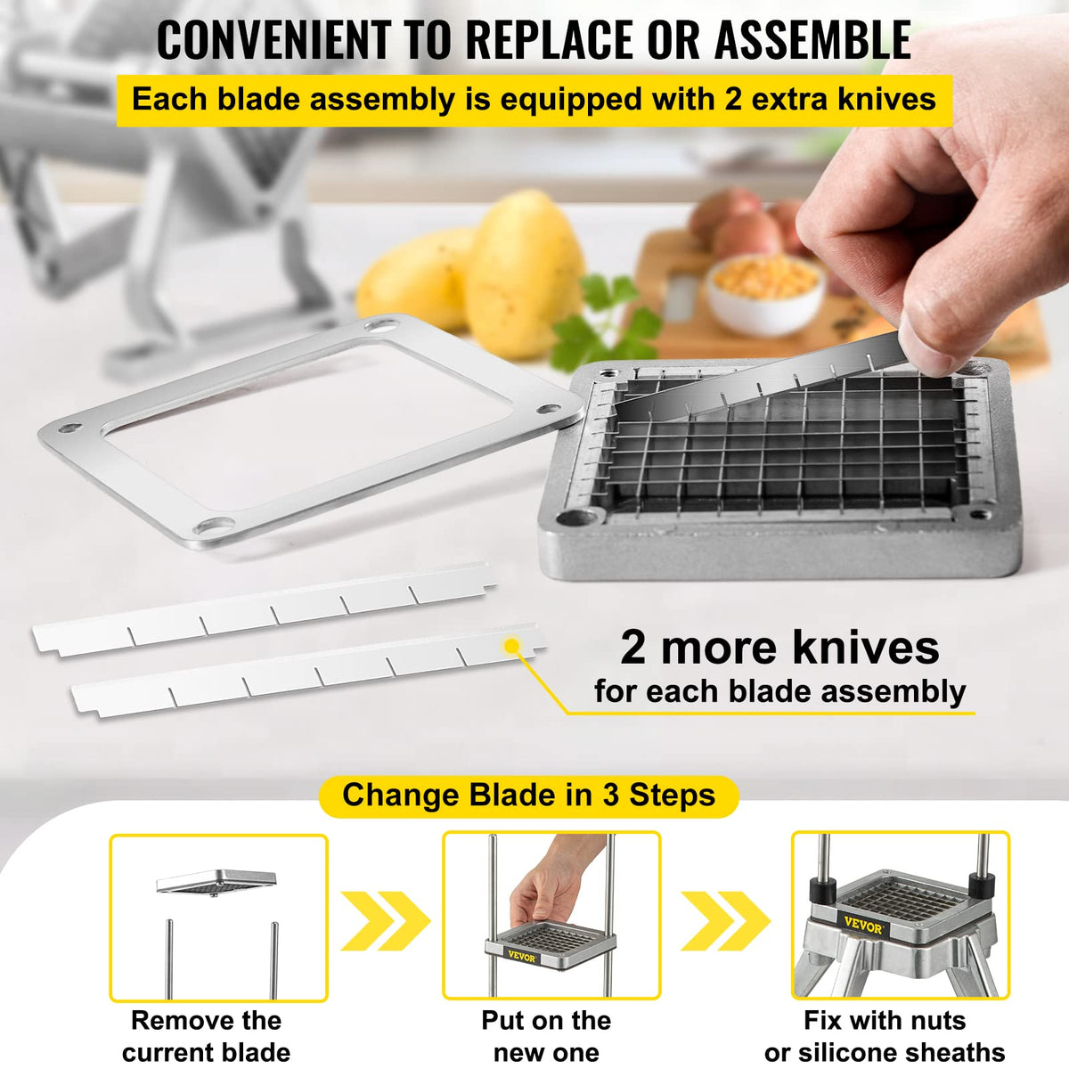 Heavy-Duty Vegetable Chopper with 4 Blade Sizes