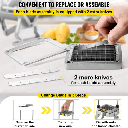 Heavy-Duty Vegetable Chopper with 4 Blade Sizes