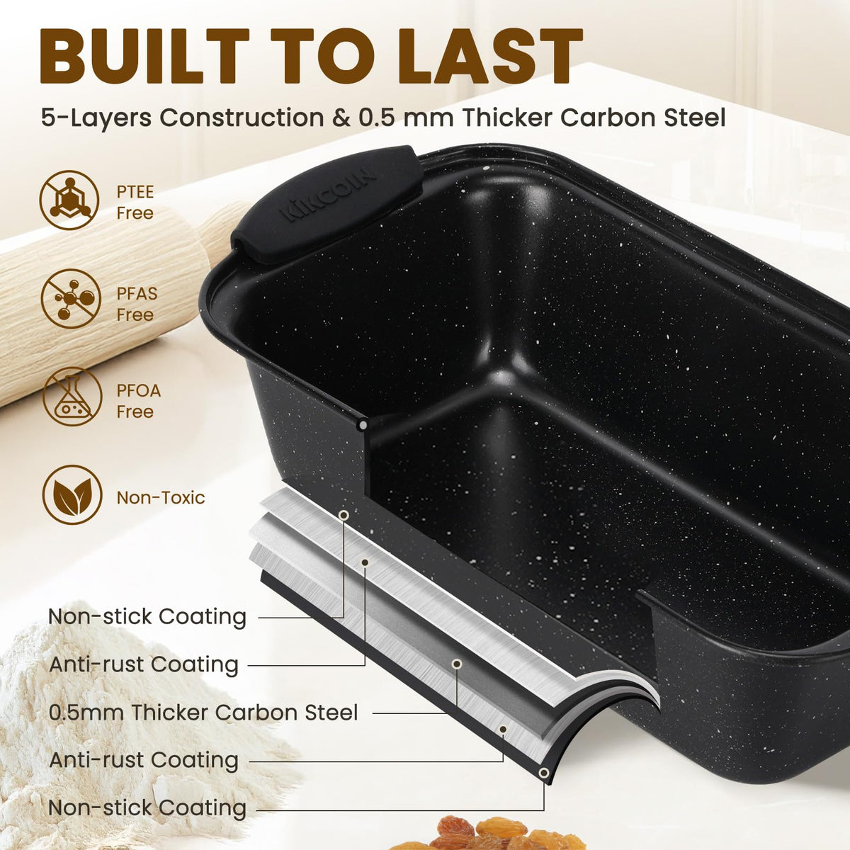 Nonstick Baking Pan Set with Silicone Handles