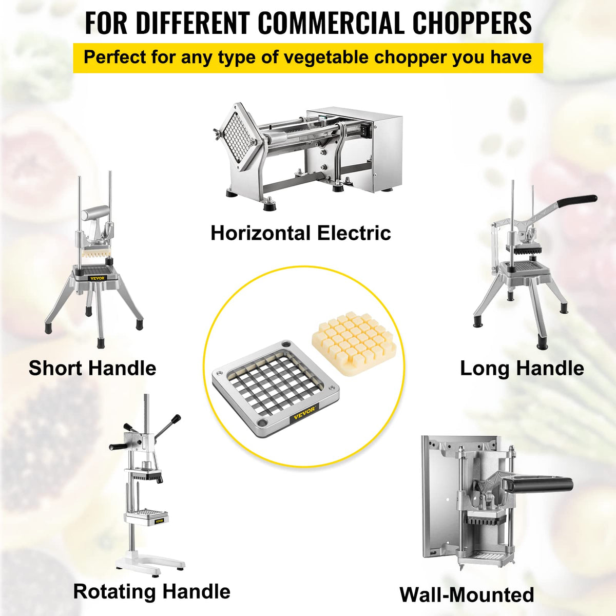 Heavy-Duty Vegetable Chopper with 4 Blade Sizes