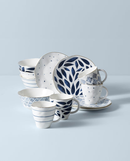 Porcelain Dinnerware Set with Blue Bay Design