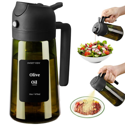 2-in-1 Glass Olive Oil Sprayer & Dispenser