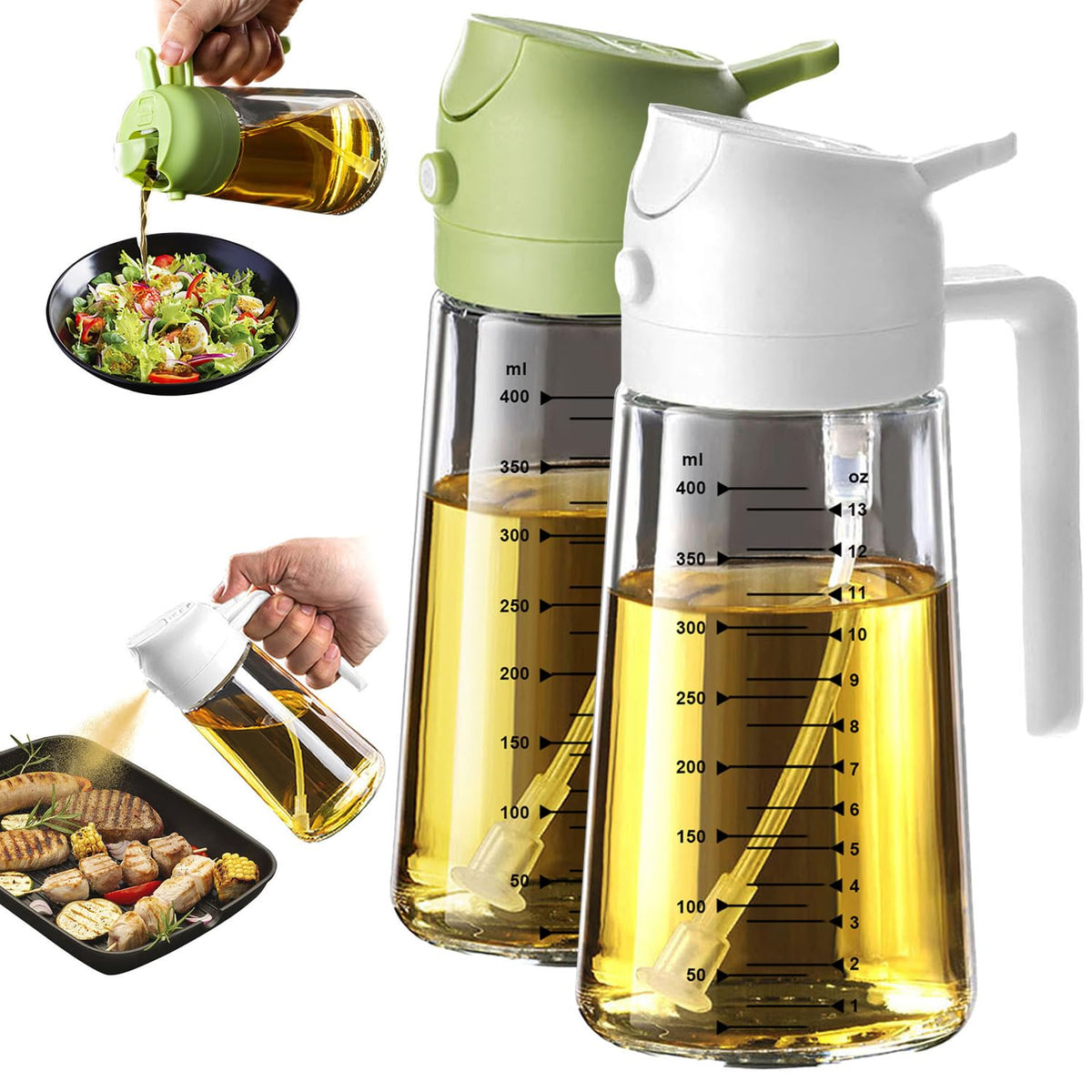 2-in-1 Glass Olive Oil Sprayer & Dispenser