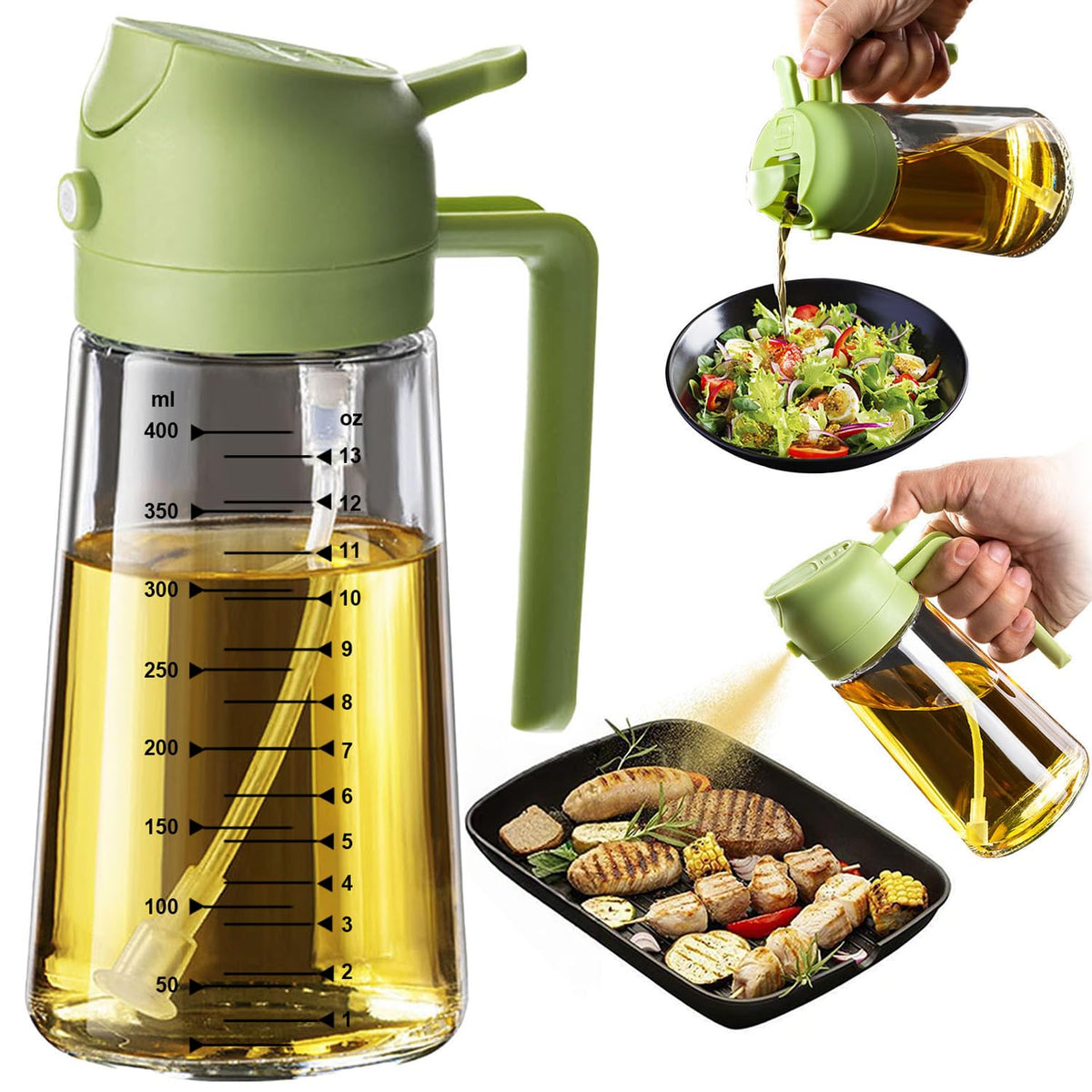 2-in-1 Glass Olive Oil Sprayer & Dispenser