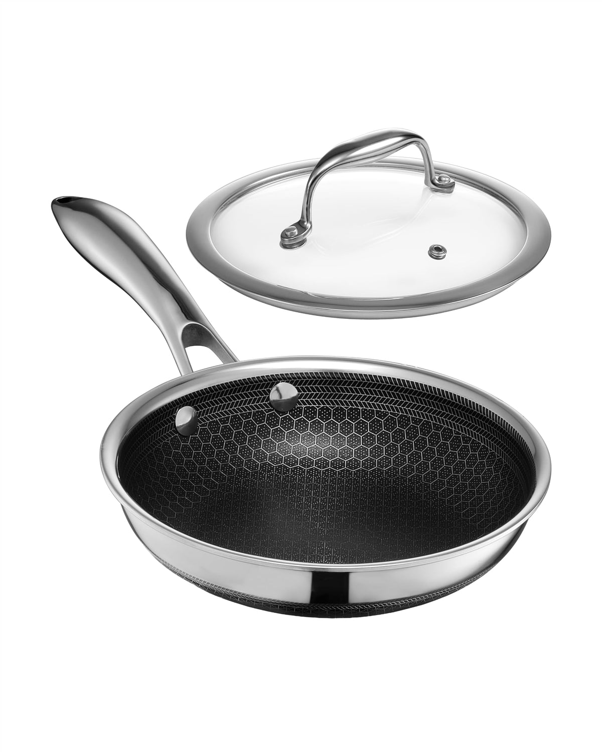 HexClad Hybrid Stainless Steel Frying Pans