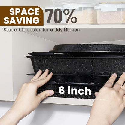 Nonstick Baking Pan Set with Silicone Handles