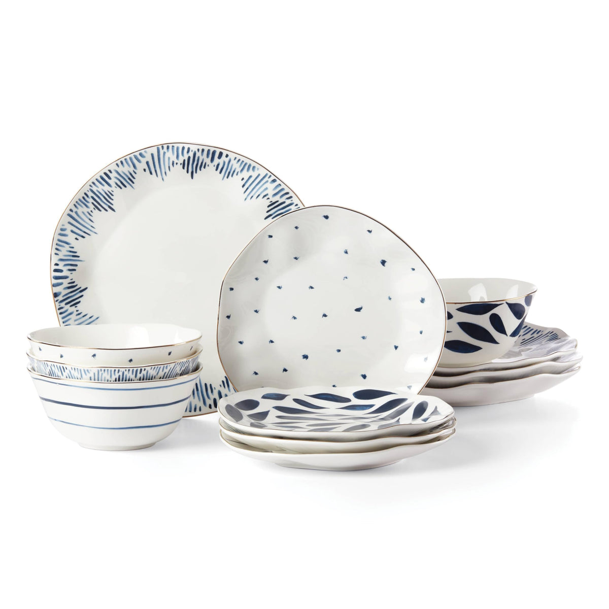 Porcelain Dinnerware Set with Blue Bay Design
