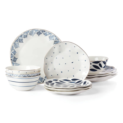Porcelain Dinnerware Set with Blue Bay Design