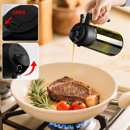 2-in-1 Glass Olive Oil Sprayer & Dispenser