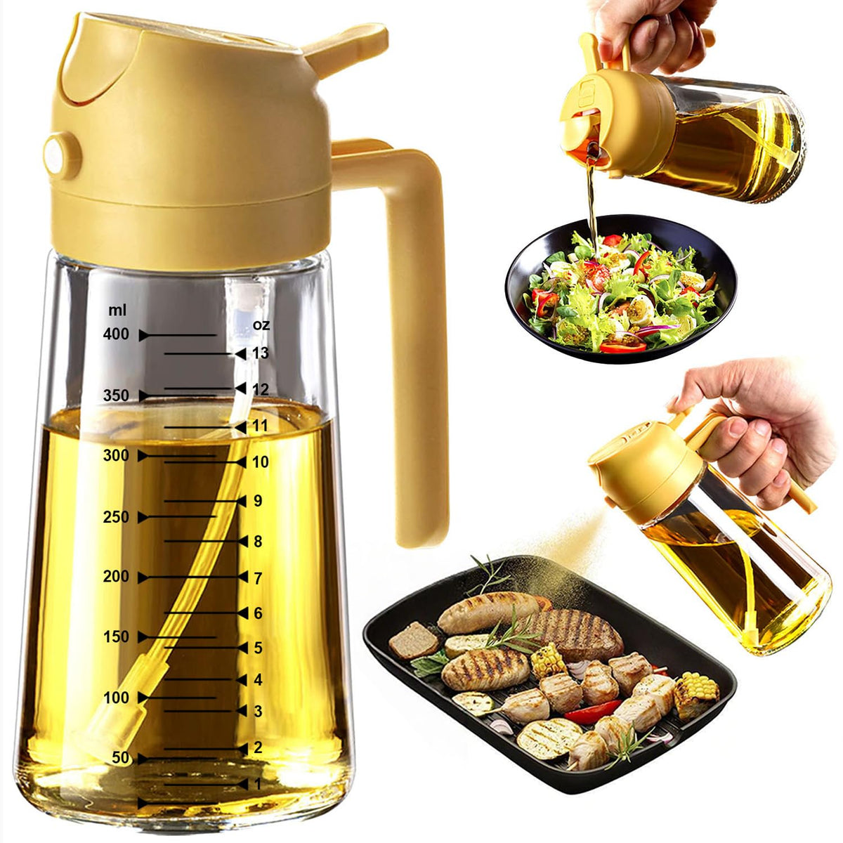 2-in-1 Glass Olive Oil Sprayer & Dispenser