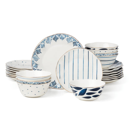 Porcelain Dinnerware Set with Blue Bay Design
