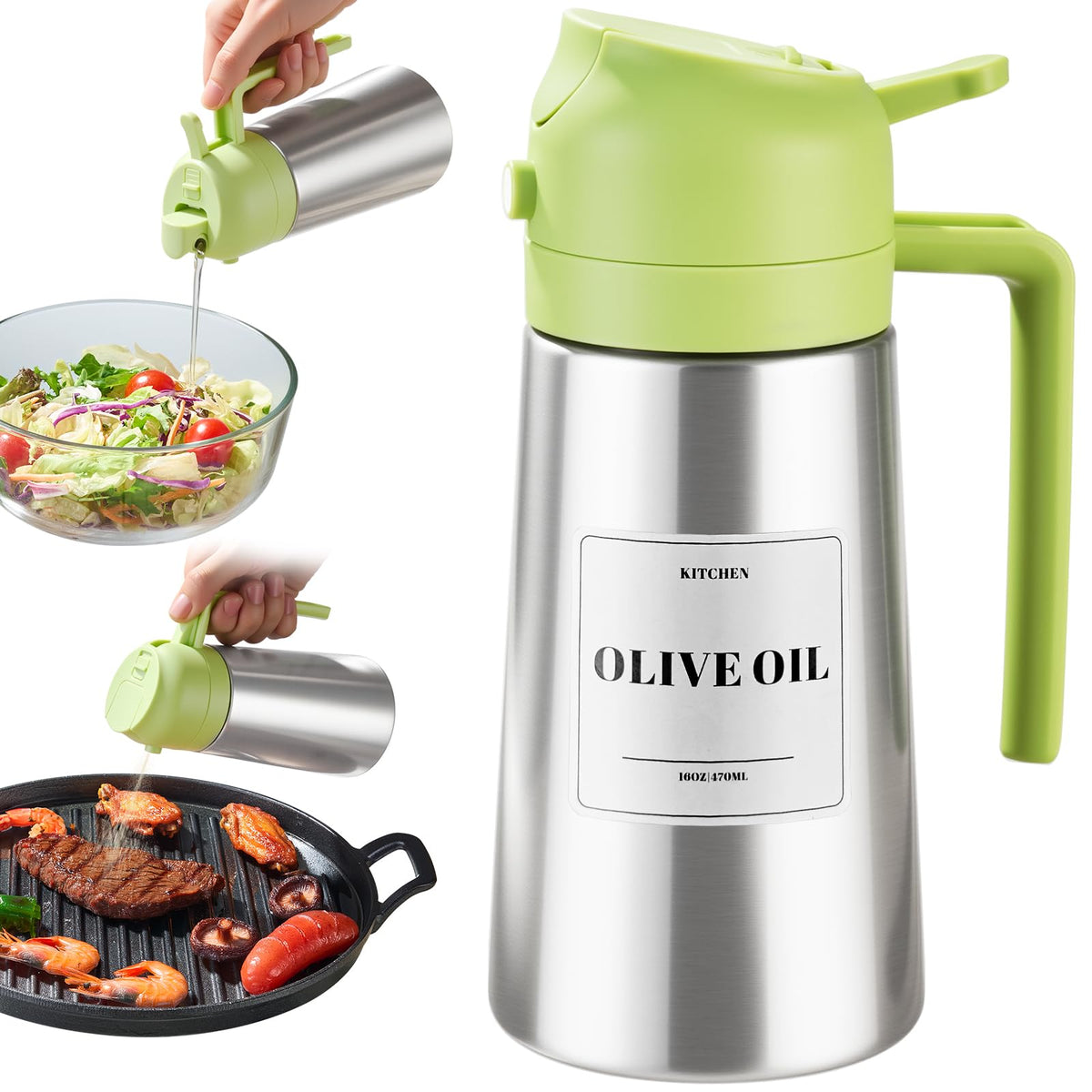 2-in-1 Stainless Steel Oil Dispenser Bottle