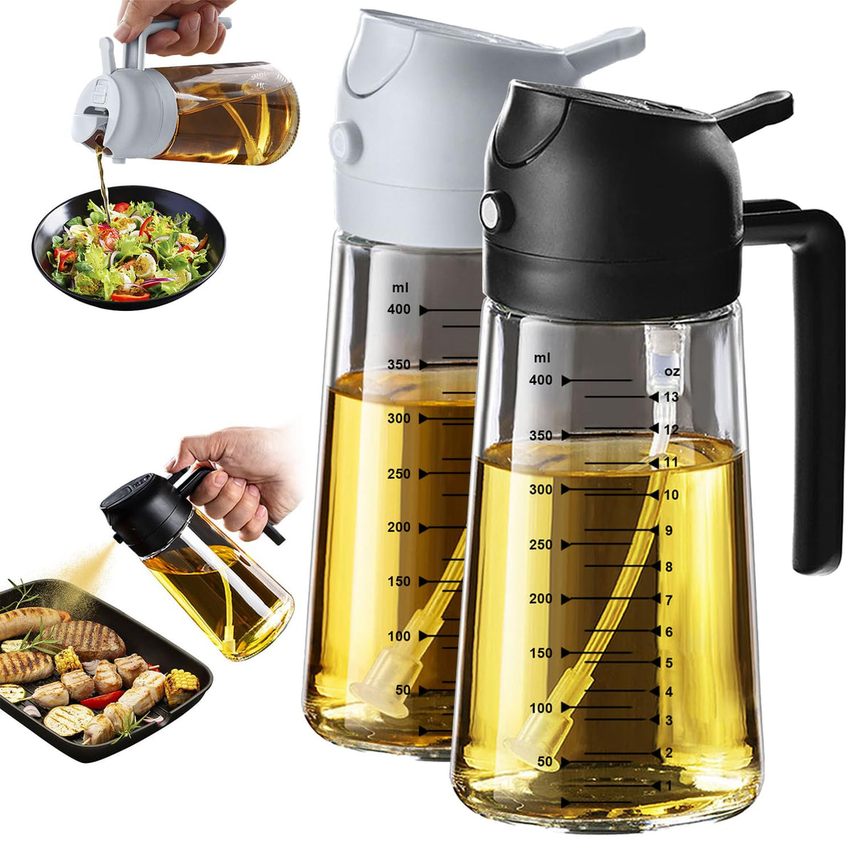 2-in-1 Glass Olive Oil Sprayer & Dispenser