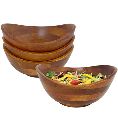 Woodard & Charles Wood Wave Salad Serving Bowl with Servers